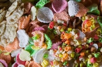 Colorful Crispy Rice Crackers as Sacrificial Offerings, Bumthang, Bhutan | Obraz na stenu