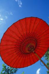 Red Umbrella With Blue Sky, Myanmar | Obraz na stenu