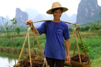 Colorful Portrait of Rice Farmer in Yangshou, China | Obraz na stenu