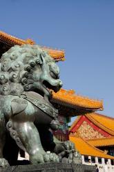 Bronze mythological lion statue, Forbidden City, Beijing, China | Obraz na stenu