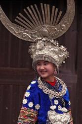 Miao Girl in Traditional Silver Hairdress and Costume, China | Obraz na stenu