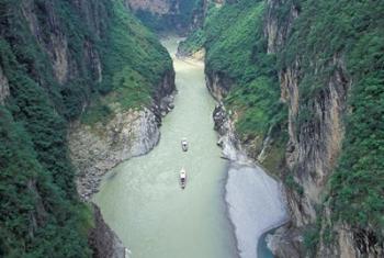 Landscape of Daning River through Steep Mountains, Lesser Three Gorges, China | Obraz na stenu