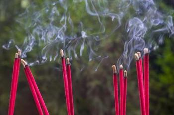 Incense Burning in the Temple, Luding, Sichuan, China | Obraz na stenu