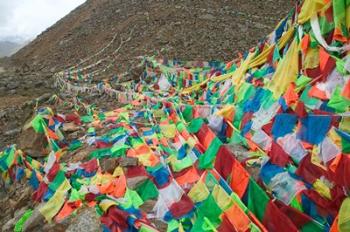Praying Flags with Mt. Quer Shan, Tibet-Sichuan, China | Obraz na stenu