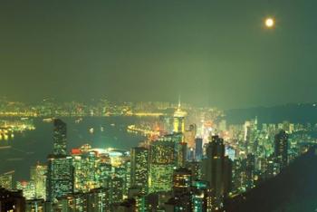 City Lights at Twilight From Victoria Peak, Central District, Hong Kong, China | Obraz na stenu