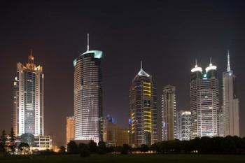 High Rise Office Towers and Skyscrapers Line Pudong Economic Zone, Shanghai, China | Obraz na stenu