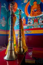 Ceremonial horns at Shey Palace, Ledakh, India | Obraz na stenu