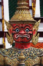 One of six pairs of guardian demons flanking entrance to the Gallery or Phra Rabieng, Wat Phra Kaeo, Bangkok, Thailand | Obraz na stenu