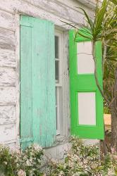 Beach House Green shutters, Loyalist Cays, Bahamas, Caribbean | Obraz na stenu