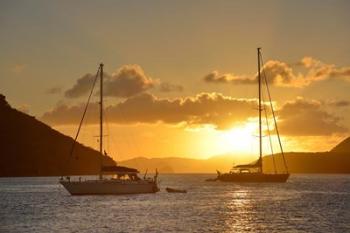 British Virgin Islands, Tortola Caribbean Sunset With Sailboats | Obraz na stenu