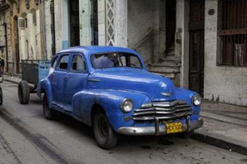 1950's era blue car, Havana Cuba | Obraz na stenu