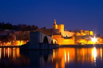 Pope's Palace on the Rhone and Pont Saint St Benezet | Obraz na stenu