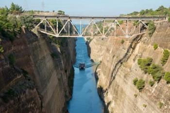 Greece, Corinth Boat in Corinth Canal | Obraz na stenu