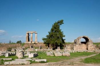 Greece, Corinth Carved stone rubble and the Doric Temple of Apollo | Obraz na stenu