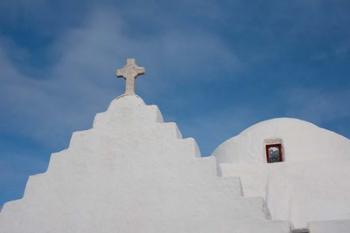 Greece, Cyclades, Mykonos, Hora Typical church rooftop | Obraz na stenu