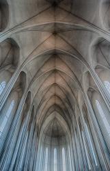 Iceland, Reykjavik, Ribbed Vaults In The Modern Cathedral Of Hallgrimskirkja | Obraz na stenu