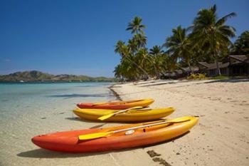 Kayaks on the beach, Plantation Island Resort, Malolo Lailai Island, Mamanuca Islands, Fiji | Obraz na stenu