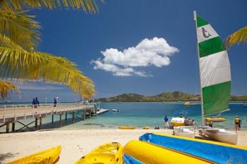 Jetty, boats and hobie cat, Plantation Island Resort, Malolo Lailai Island, Mamanuca Islands, Fiji | Obraz na stenu