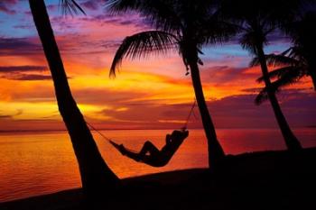 Woman in hammock, Coral Coast, Viti Levu, Fiji | Obraz na stenu