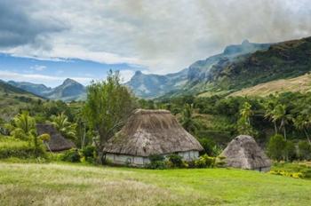 Traditional thatched roofed huts in Navala in the Ba Highlands of Viti Levu, Fiji | Obraz na stenu