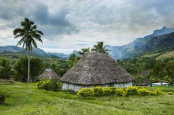 Traditional thatched roofed huts in Navala, Fiji, South Pacific | Obraz na stenu