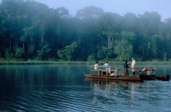 Wildlife from Raft on Oxbow Lake, Morning Fog, Posada Amazonas, Tamboppata River, Peru | Obraz na stenu