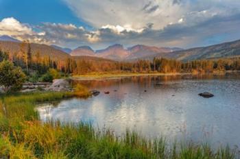 Sunrise On Hallett Peak And Flattop Mountain Above Sprague Lake, Rocky Mountain National Park, Colorado | Obraz na stenu