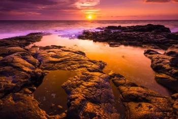 Sunset And Tide Pool Above The Pacific, Kailua-Kona, Hawaii | Obraz na stenu