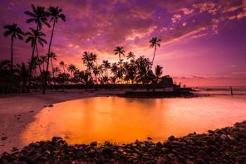 Sunset Over Pu'uhonua O Honaunau National Historic Park, Hawaii | Obraz na stenu