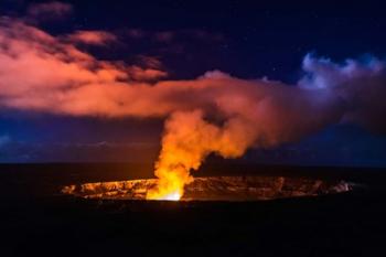 Lava Steam Vent Glowing At Night In The Halemaumau Crater, Hawaii | Obraz na stenu