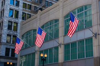 Flags Hanging Outside An Office Building, Chicago, Illinois | Obraz na stenu