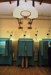 Politics, Democracy, Voting booth, New Hampshire, 1988 | Obraz na stenu