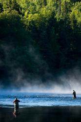 Fly-Fishing in Early Morning Mist on the Androscoggin River, Errol, New Hampshire | Obraz na stenu