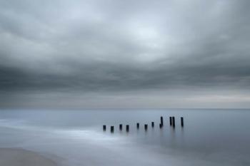 Beach Pilings On Stormy Sunrise, Cape May National Seashore, NJ | Obraz na stenu