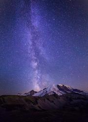 Stars And The Milky Way Above Mt Rainier And Burroughs Mountain | Obraz na stenu