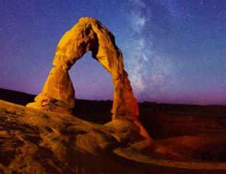 Delicate Arch light painting Milky Way Stars | Obraz na stenu