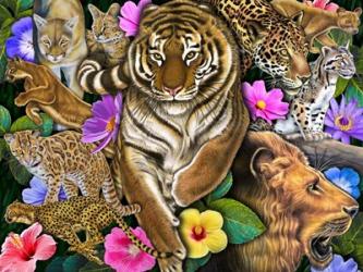 Wild Cats & Flowers | Obraz na stenu