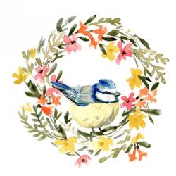 Springtime Wreath & Bird I | Obraz na stenu