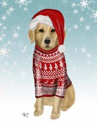 Golden Retriever in Christmas Sweater | Obraz na stenu