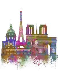 Paris Skyline Rainbow Bright | Obraz na stenu