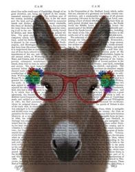 Donkey Red Flower Glasses Book Print | Obraz na stenu