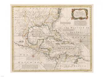 1720 Map of the West Indies with the Adjacent Coasts of North and South America | Obraz na stenu