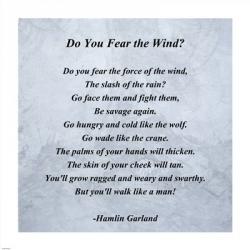 Hamlin Garland - Do you Fear the Wind quote | Obraz na stenu