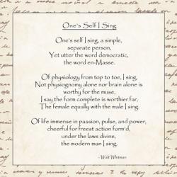 One's Self I Sing by Walt Whitman | Obraz na stenu