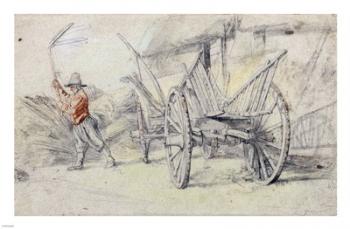 A Man Threshing Beside a Wagon | Obraz na stenu