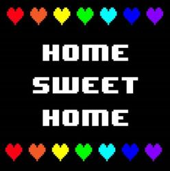 Home Sweet Home -  Black with Pixel Hearts | Obraz na stenu