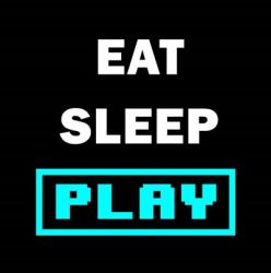 Eat Sleep Play - Black with Blue Text | Obraz na stenu