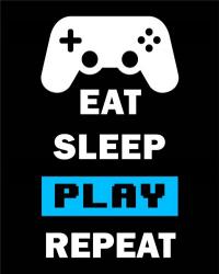 Eat Sleep Game Repeat  - Black and Blue | Obraz na stenu