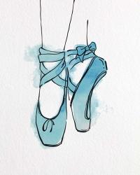 Ballet Shoes En Pointe Blue Watercolor Part III | Obraz na stenu