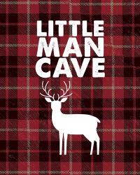 Little Man Cave - Deer Red Plaid Background | Obraz na stenu